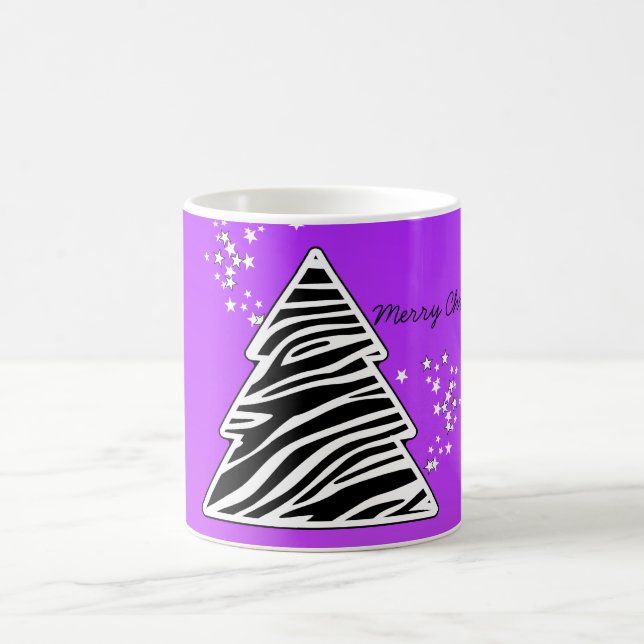 Caneca De Café Árvore de Natal de Zebra Roxa (Centro)