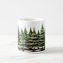 Caneca De Café Árvore de Natal decorada em uma Floresta pacífica