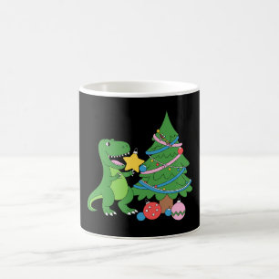 Caneca De Café Árvore De Natal Dinossauro Estrela De Natal Luta É