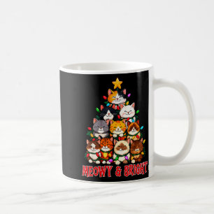 Caneca De Café Árvore de Natal do Gato Meowy e Brilhante Camisa D