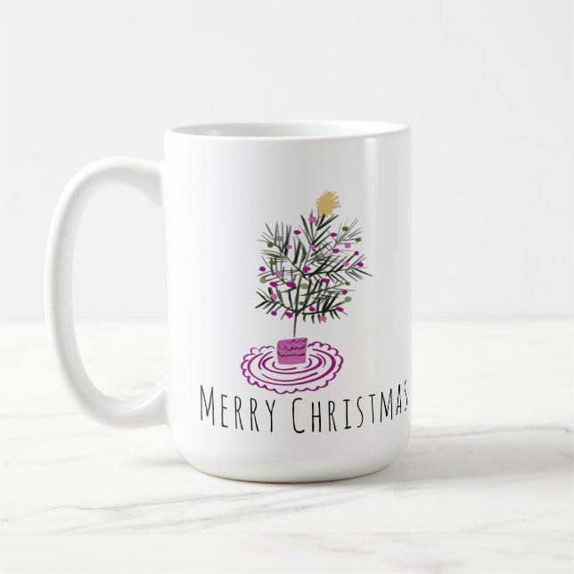 Caneca De Café Árvore de Natal Doodle Art  (Esquerda)