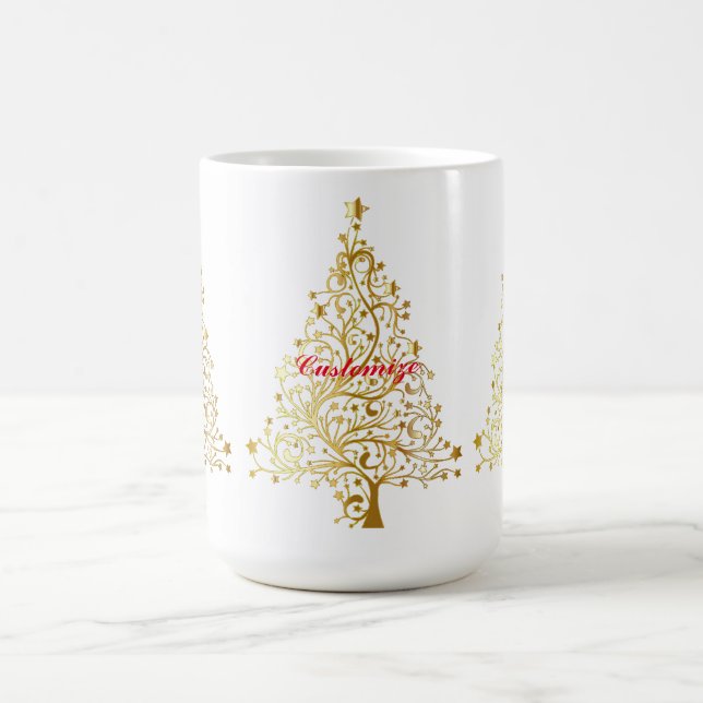 Caneca De Café Árvore de Natal Dourada do rico Thunder_Cove (Centro)