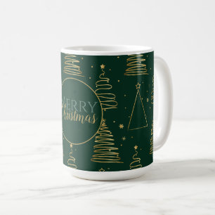 Caneca De Café Árvore de Natal Dourada e Verde mínima