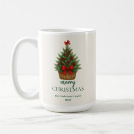 Caneca De Café Árvore de Natal Elegante – Fita Vermelha
