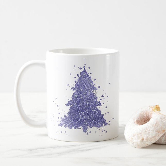 Caneca De Café Árvore de Natal Elegante | Lavanda charmosa Roxo (Com Donut)