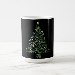 Caneca De Café Árvore de Natal Elegante Verde Preto