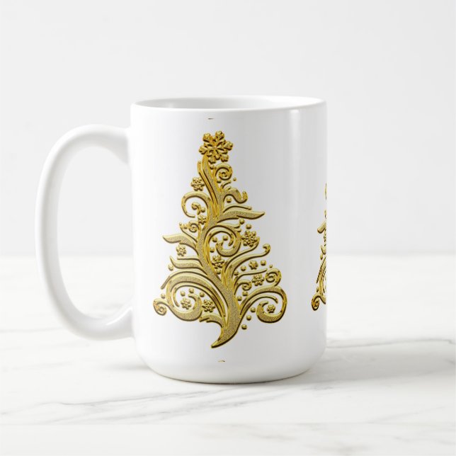 Caneca De Café Árvore de Natal em Elegante Filtragem a Ouro (Esquerda)