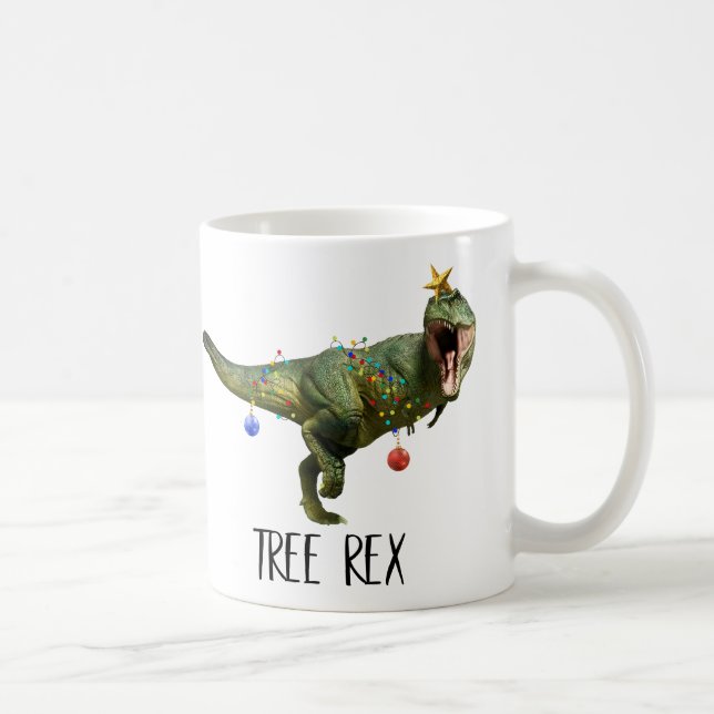 Caneca De Café Árvore de Natal Engraçada Rex Dinossauro Elefante  (Direita)