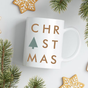 Caneca De Café Árvore de Natal Escandinávia minimalista moderna