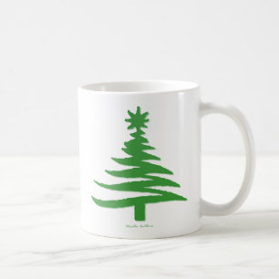 Caneca De Café Árvore de Natal Estêncil Verde