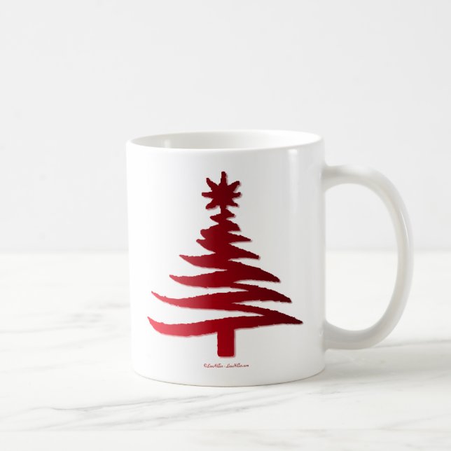 Caneca De Café Árvore de Natal Estêncil Vermelho (Direita)