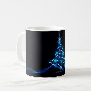 Caneca De Café Árvore de Natal estilizada e brilhante da Slippery