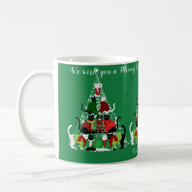 Caneca De Café Árvore de Natal Feliz e Feliz, Personalizada (Esquerda)