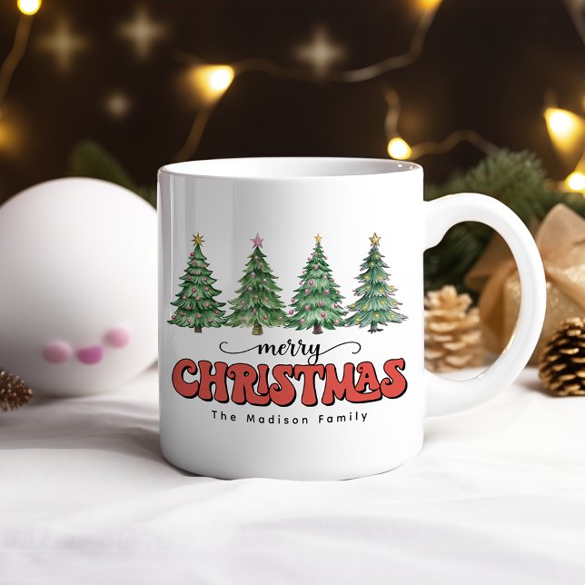 Caneca De Café Árvore de Natal Festiva Moderna Aquarela (Criador carregado)