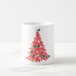 Caneca De Café árvore de natal festiva moderna de cor brilhante