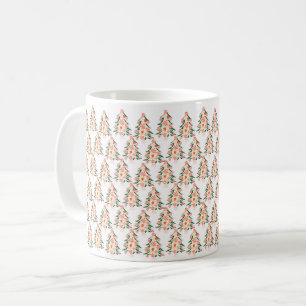 Caneca De Café árvore de natal festiva moderna de cor brilhante