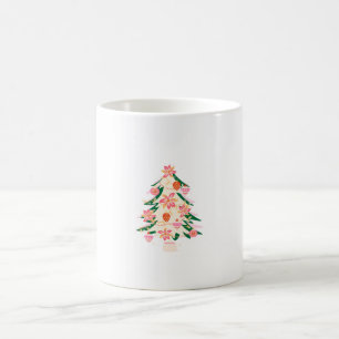 Caneca De Café árvore de natal festiva moderna de cor brilhante