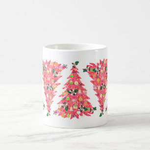 Caneca De Café árvore de natal festiva moderna de cor brilhante