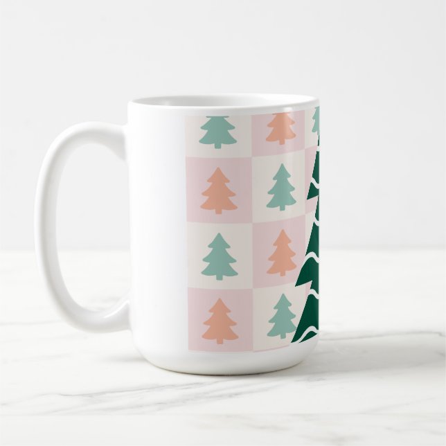 Caneca De Café  Árvore de Natal Fofo Design de Férias.  (Esquerda)