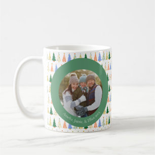 Caneca De Café Árvore de Natal Fofo Vermelho Verde Foto Personali