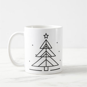 Caneca De Café Árvore de Natal Geométrica Minimalista de Natal