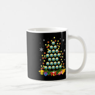 Caneca De Café Árvore de Natal Iluminando Bola de Voleibol Santa 