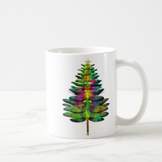 Caneca De Café Árvore de Natal Libélula Libélula Natal  (Direita)
