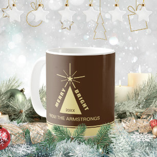 Caneca De Café Árvore de Natal Marrom Chocolate Foto da Família