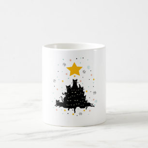 Caneca De Café Árvore de Natal meowy, árvore de natal de gato eng
