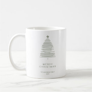 Caneca De Café Árvore de Natal Merry Green Line