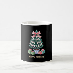 Caneca De Café Árvore de Natal Merry Mahjong Tiles Presentes Laço