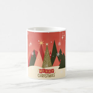 Caneca De Café Árvore de Natal Merry Retro/Vintage