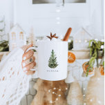 Caneca De Café Árvore de Natal Mínima Moderna Personalizada<br><div class="desc">Esta é uma modelo de caneca de férias minimalista moderna com uma bela aquarela evergreen tree e uma elegante fonte de caligrafia. A cor da árvore de Natal não é editável e o texto na fonte de caligrafia em ouro não é editável (mas a cor pode ser alterada!) // Para...</div>