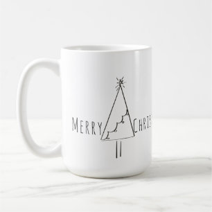 Caneca De Café Árvore de Natal Minimalista em Linha Arte