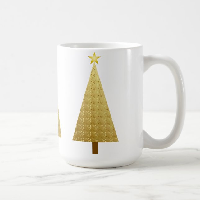 Caneca De Café Árvore de Natal moderna de folha de ouro (Direita)