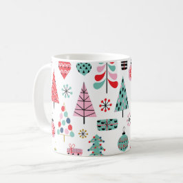 Caneca De Café Árvore de Natal Moderna | Padrão de Férias Cheerfu