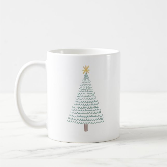 Caneca De Café Árvore de Natal moderna verde (Esquerda)