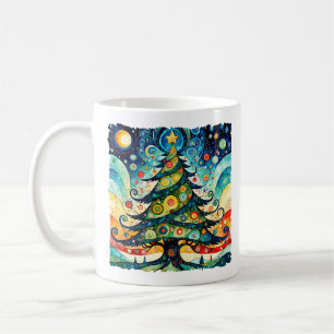Caneca De Café Árvore de Natal no abstrato art 3 - Divertimento d