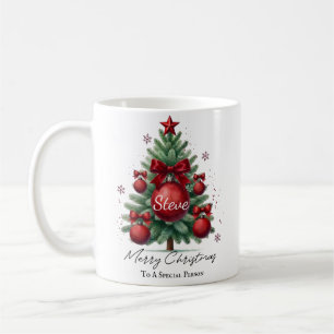Caneca De Café Árvore de Natal Nome Personalizado Presente Elegan
