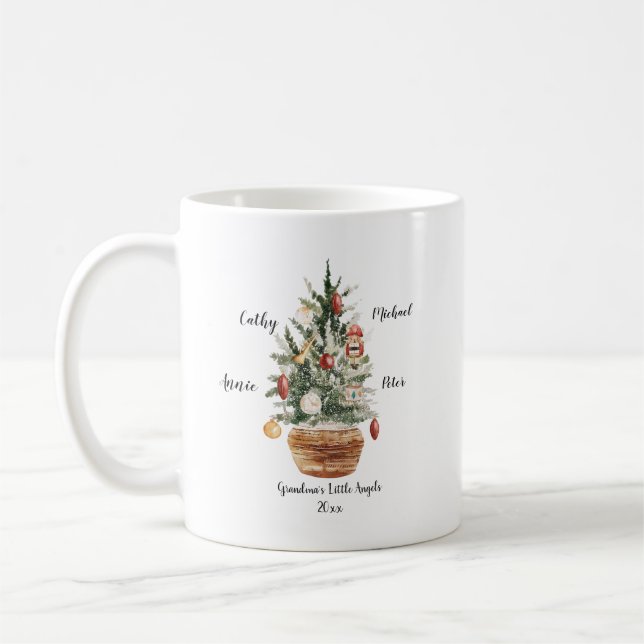 Caneca De Café Árvore de Natal para netos da família personalizad (Esquerda)