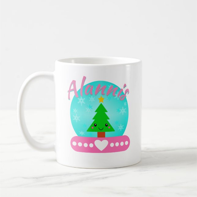Caneca De Café Árvore De Natal Personalizada E Coração (Esquerda)