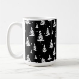 Caneca De Café Árvore de Natal Preta e Branca