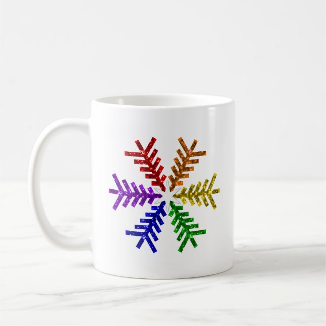 Caneca De Café Árvore de Natal Rainbow Snowflake Mug (Esquerda)