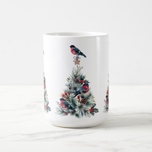 Caneca De Café Árvore de Natal Red Bullfinch (Centro)