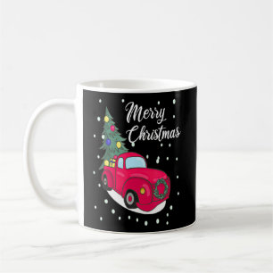 Caneca De Café Árvore de Natal Red Truck Xmas Feliz de Vintage Ch