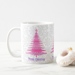Caneca De Café Árvore de Natal rosa moderna elegante