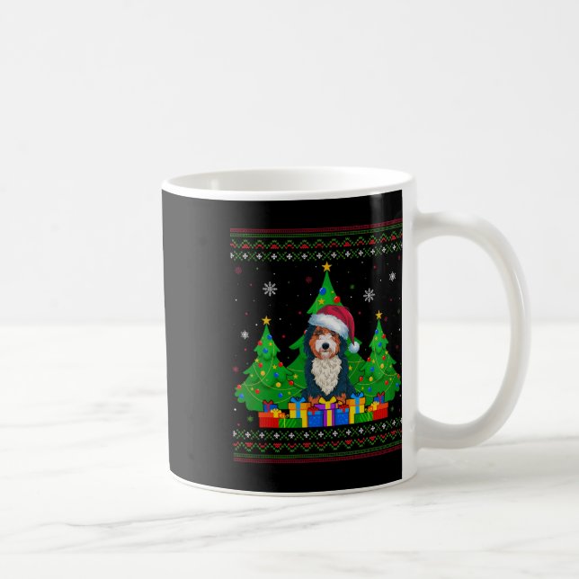 Caneca De Café Árvore de Natal Santa Hat Bernedoodle, doce (Direita)