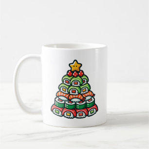 Caneca De Café Árvore de Natal Sushi - Comida Engraçada de Foodie