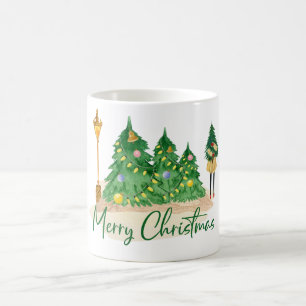 Caneca De Café Árvore de Natal Verde Amarelo
