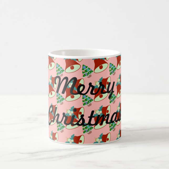 Caneca De Café Árvore de Natal Verde e Sininhos Vermelhos e Verde (Centro)